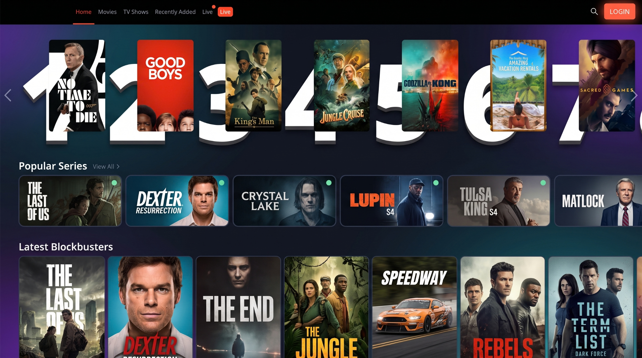 PortalTivi IPTV on-demand library with trending movies and series on a Smart TV